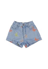 Shorts In Cotone Chambray Con Ricami