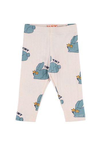 Leggings Rabbit In Maglia Di Misto Cotone Stampato