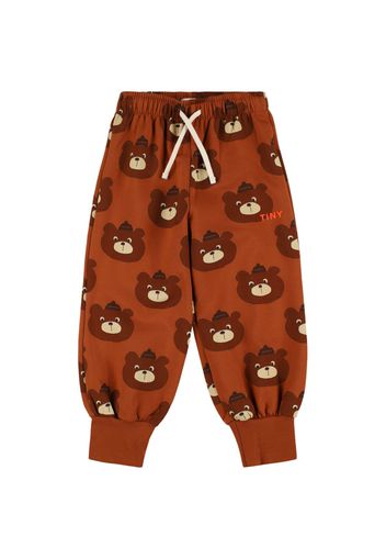 Pantaloni Bear In Felpa Di Misto Cotone Stampato