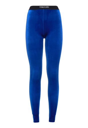 Leggings In Velluto Stretch Con Logo