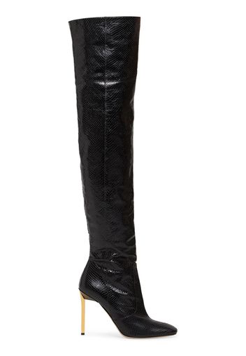 105mm Glossy Python Print Leather Boots