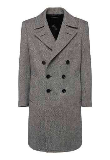 Cappotto Doppiopetto Mouliné In Twill