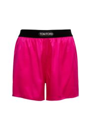 Shorts In Raso Di Seta Con Logo