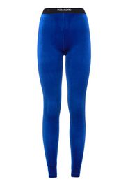 Leggings In Velluto Stretch Con Logo