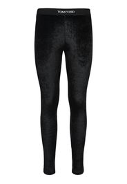 Leggings In Velluto Stretch Con Logo