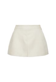 Skort In Twill Di Lana E Seta Plissè