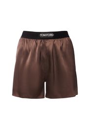 Shorts In Raso Di Seta Con Logo