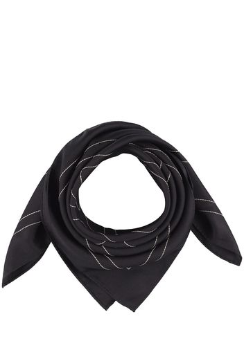 Foulard In Seta Monogram Con Ricami