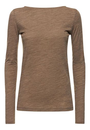 Long Sleeved Boat Neck Wool Top