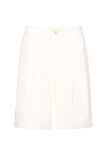 Relaxed Pleated Twill Cotton Shorts