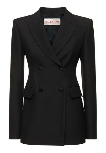 Blazer Doppiopetto In Crepe Di Lana E Seta