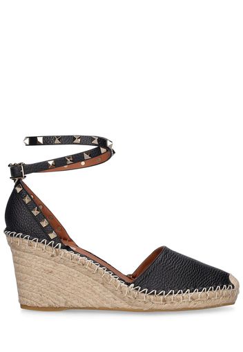 Sandali Rockstud In Pelle Con Zeppa 85mm