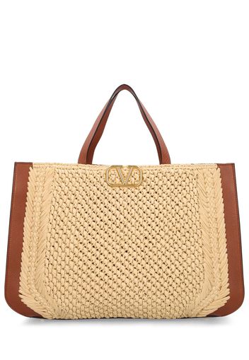 Borsa Shopping Vlogo In Rafia Crochet