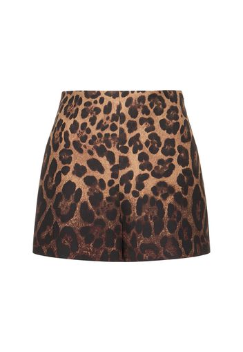 Shorts Vita Alta In Crepe Leopard