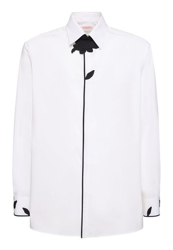 Flower Embroidered Cotton Shirt