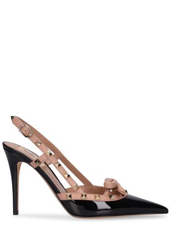 Mules Rockstud Bow In Vernice 100mm