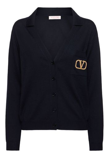 Cardigan Stile Polo In Lana