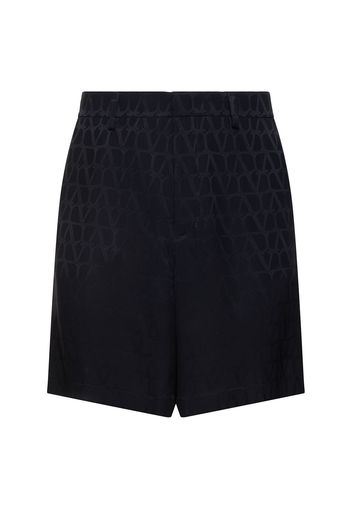 Shorts In Seta Monogram Jacquard