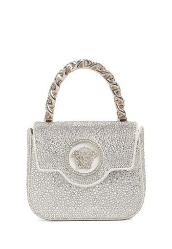 Borsa In Raso E Pelle Con Strass