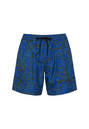 Shorts Mare In Nylon Stampa Barocco