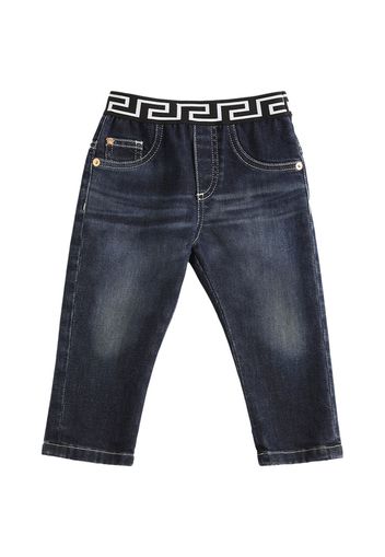 Jeans In Denim Di Cotone Con Logo