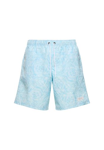 Shorts Mare In Nylon Stampa Barocco