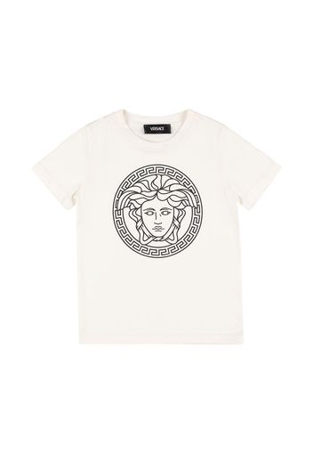 T-shirt In Jersey Di Cotone Con Stampa Medusa