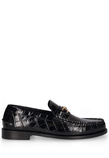 Medusa Croc Embossed Leather Loafers