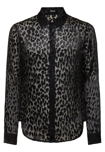 Camicia Stampa Leopardo In Raso Di Misto Seta