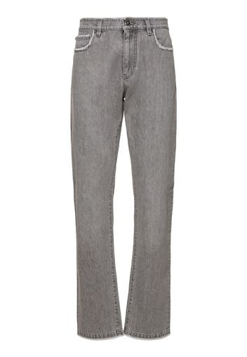 Jeans Dritti In Denim Di Cotone Stonewashed