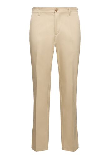 Pantaloni Dritti Casual In Gabardina Di Cotone