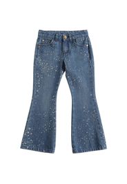 Jeans In Denim Di Cotone Con Glitter