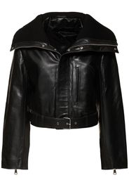 Giacca Cropped Biker In Pelle