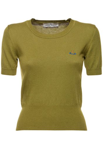 Top Bea In Maglia Di Cotone E Cashmere Con Logo