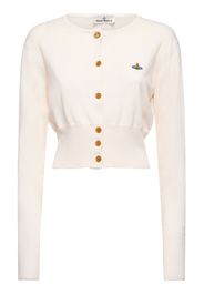 Cardigan Cropped Bea In Cotone E Cashmere Con Logo