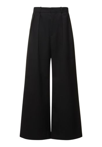 Pleated Wool Low Rise Pants