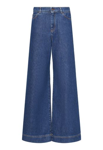 Vega Mid Rise Denim Wide Jeans