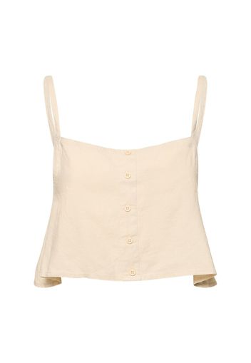 Buttoned Linen Blend Top