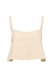 Buttoned Linen Blend Top