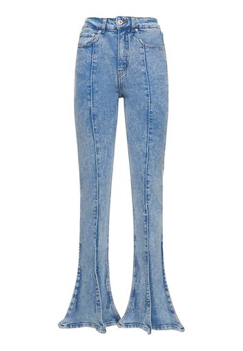 Jeans Dritti Vita Alta Trumpet In Denim