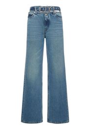 Jeans Larghi In Denim / Cintura Con Logo