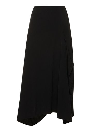 Crepe De Chine Flared Midi Skirt