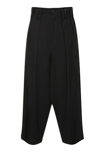 Gathered Wool Gabardine Wide Pants