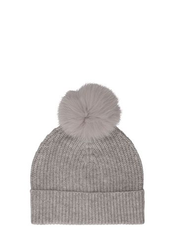 Cashmere Knit Beanie W/pompom