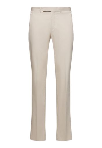 Cotton Flat Front Slim Pants