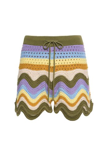 Shorts Raie In Maglia Di Cotone