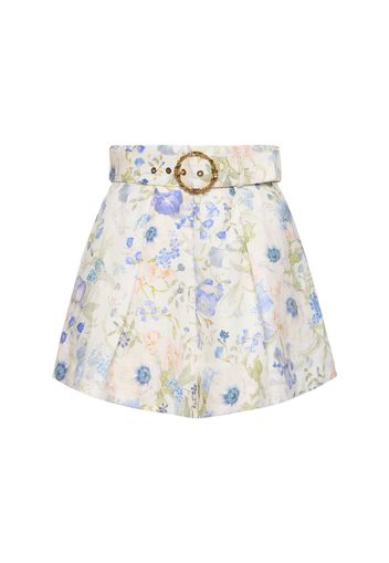 Natura Floral Linen Tuck Shorts