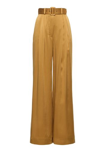 Silk Tuck Wide Pants