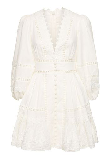 Pop Linen Trimmed Mini Dress