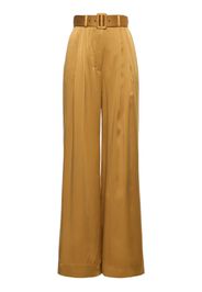 Silk Tuck Wide Pants